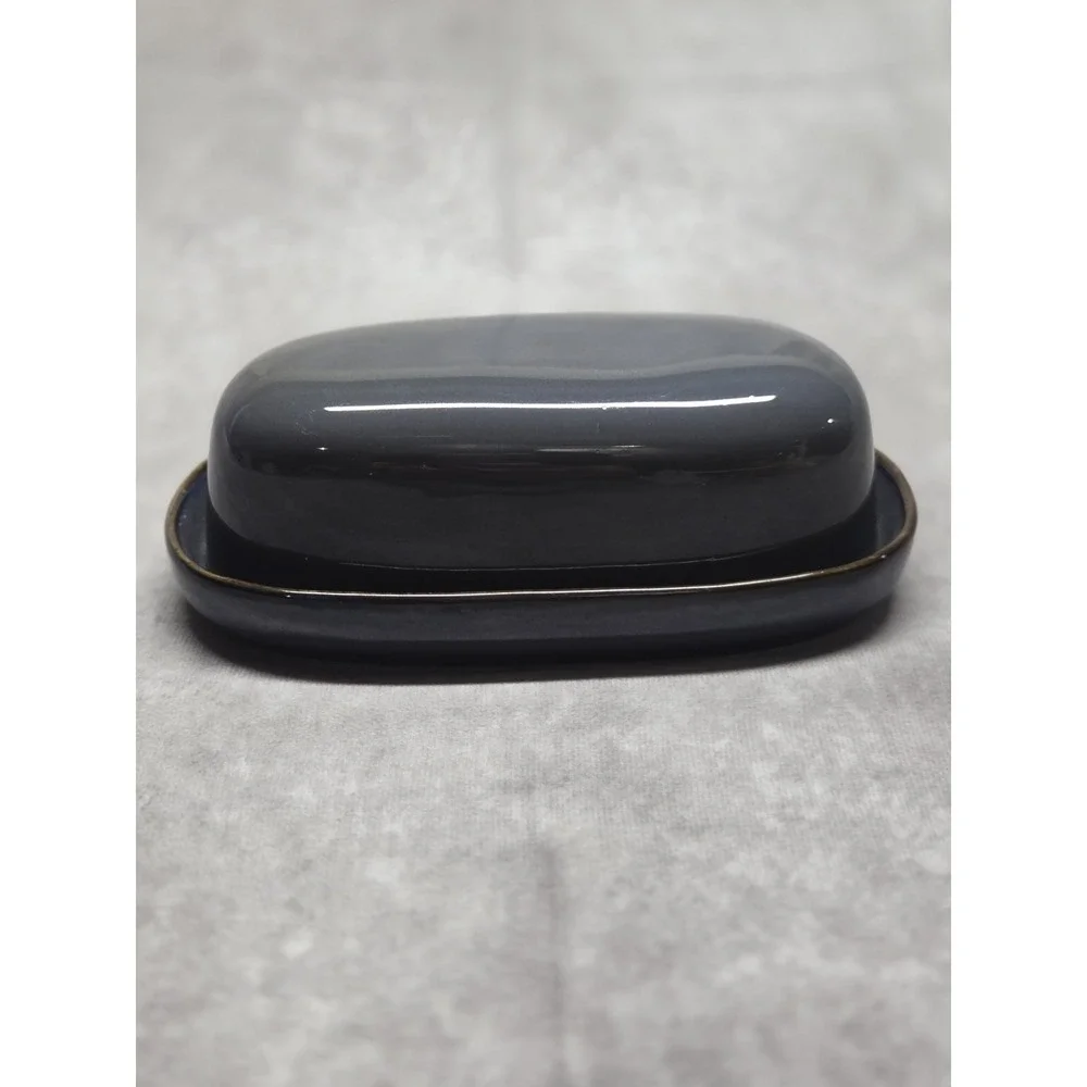 Sango STONEWARE 1/4 Lb Covered Butter Dish Eggplant Kitchen Boho Purple/Blue